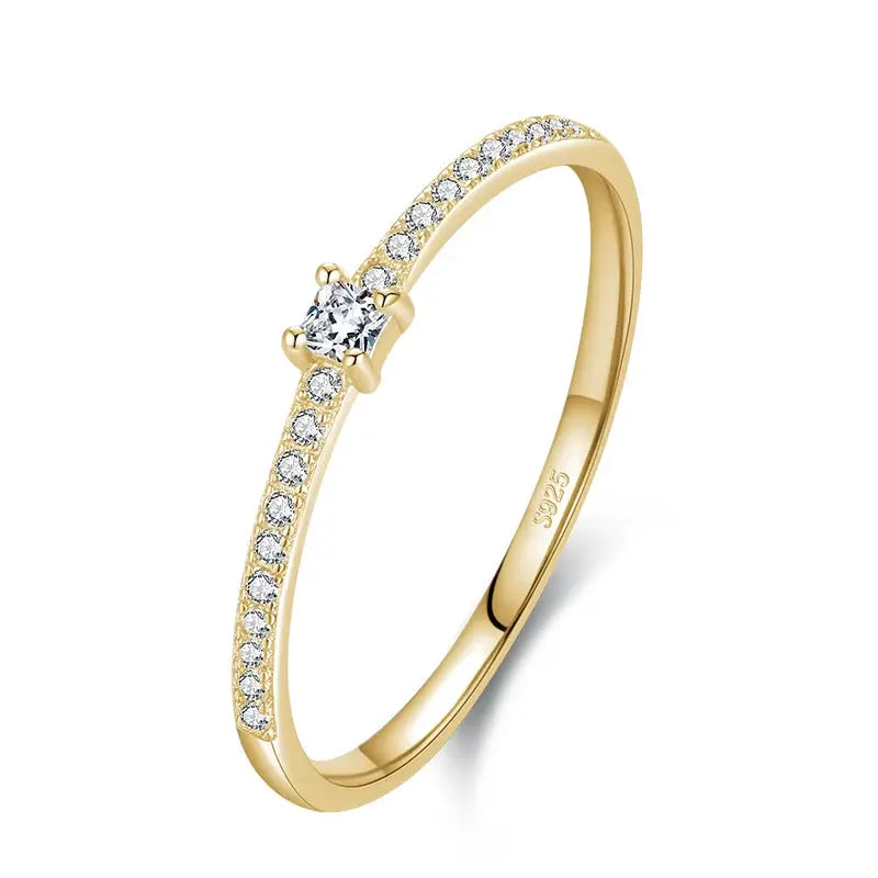 Lustrevia 925 Sterling Silver Gold-Tone Square CZ Ring