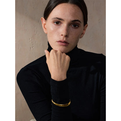Lustrevia 18K Gold PVD Stainless Steel Layered Cuff Bracelet