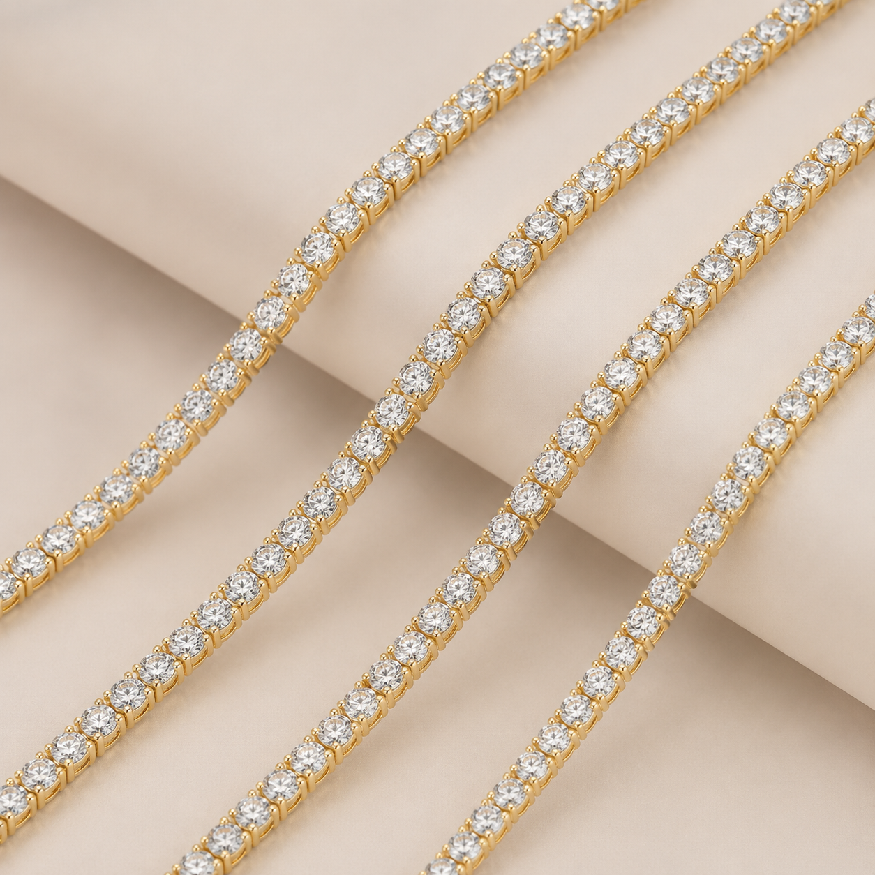 Lustrevia 14K Yellow Gold Plated 4mm Simulated Diamond Tennis Necklace