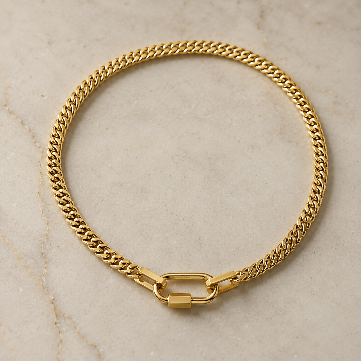 Lustrevia 18K Gold Plated Stainless Steel Two Tone Chunky Charm Necklace