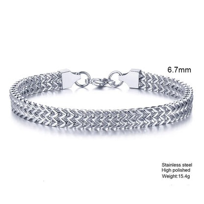 Lustrevia Stylish Stainless Steel Bali Foxtail Chain Silver Bracelet