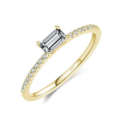 Lustrevia 925 Sterling Silver Gold-Tone Square CZ Ring