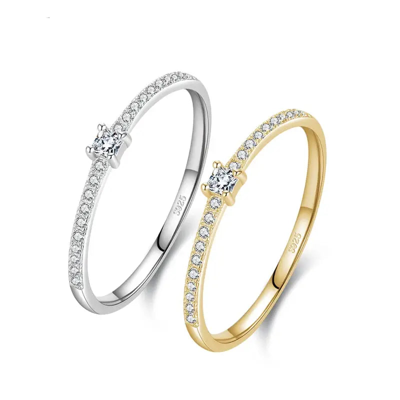 Lustrevia 925 Sterling Silver Gold-Tone Square CZ Ring