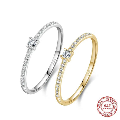 Lustrevia 925 Sterling Silver Gold-Tone Square CZ Ring
