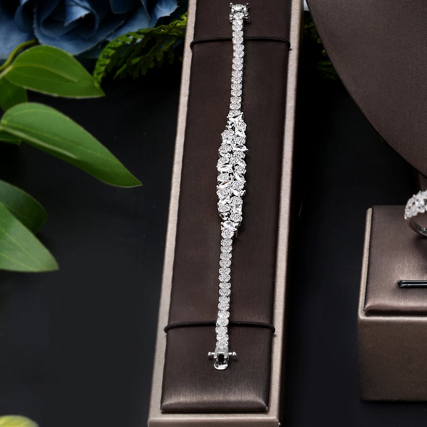 Lustrevia Gold CZ Bridal 4-Piece Jewelry Set