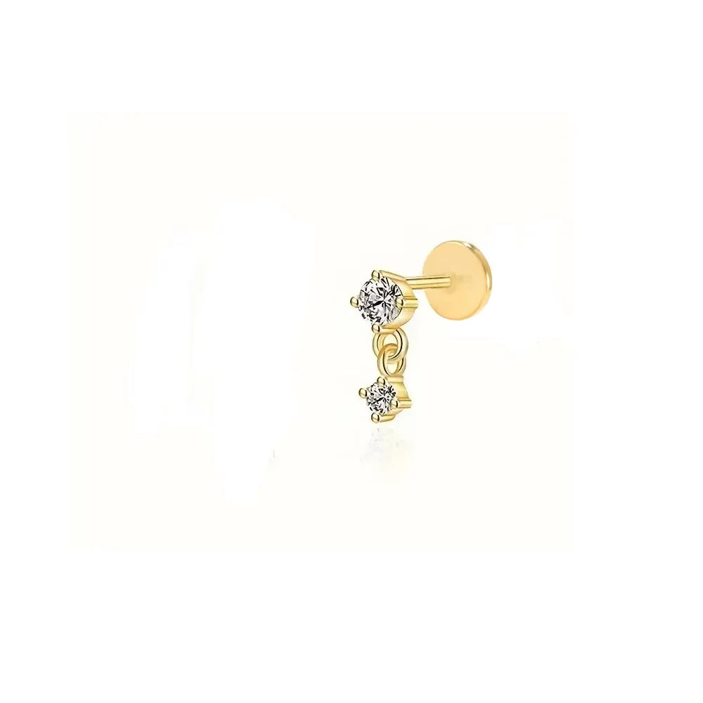 Lustrevia 925 Sterling Silver CZ Screw-Back Stud Earrings