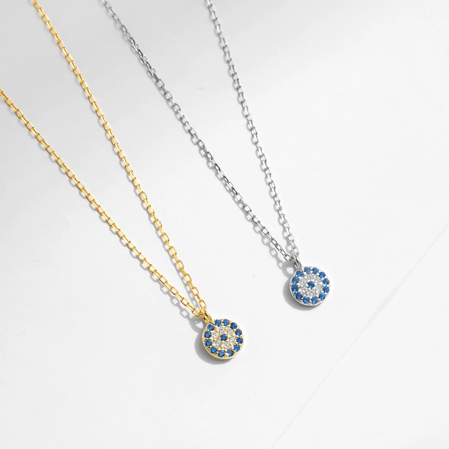 Lustrevia 925 Sterling Silver Blue Eye Zirconia Pendant Necklace