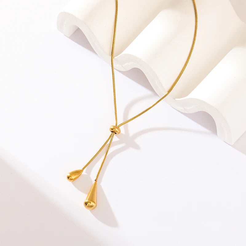 Lustrevia 18K Gold Plated Water Drop Pendant Necklace