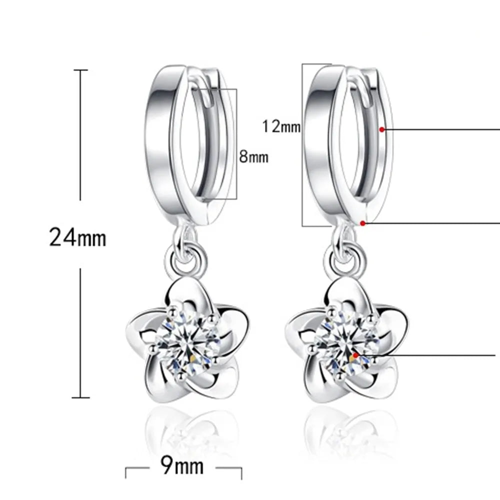 Lustrevia 925 Sterling Silver Zircon Retro Purple & White Hoop Earrings