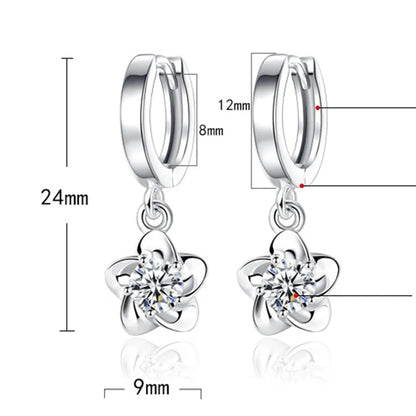 Lustrevia 925 Sterling Silver Zircon Retro Purple & White Hoop Earrings