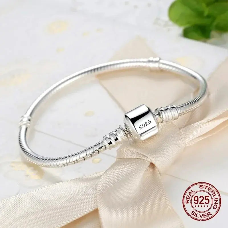 Lustrevia 925 Sterling Silver 3mm Snake Chain Bangle