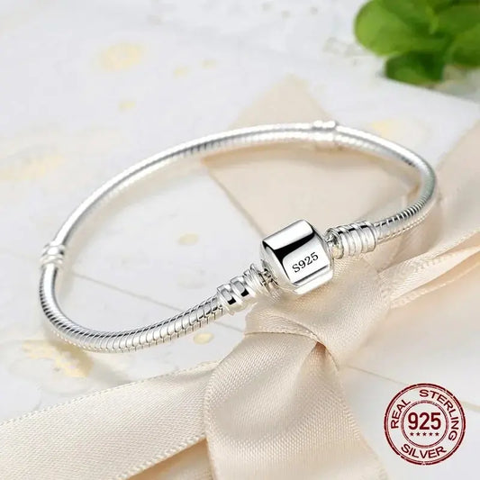 Lustrevia 925 Sterling Silver 3mm Snake Chain Bangle