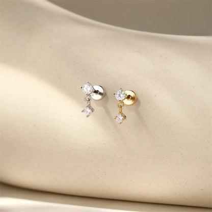 Lustrevia 925 Sterling Silver CZ Screw-Back Stud Earrings