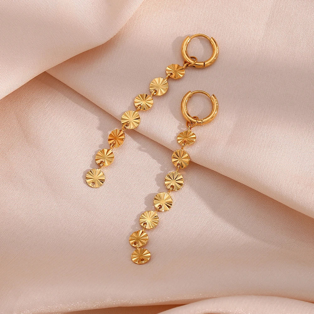 Lustrevia 18K Gold Plated Snowflake Tassel Hoop Earrings