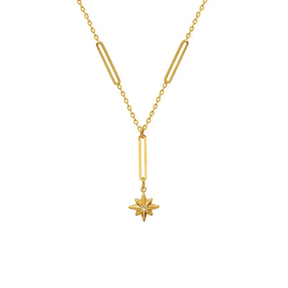 Lustrevia 18K Titanium Steel Necklace Versatile Long Bar Cross-Border