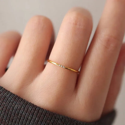 Lustrevia 18K Gold Plated Ultra Slim CZ Stackable Ring