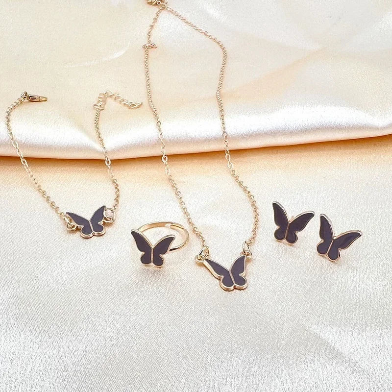 Lustrevia Gold Butterfly 5-Piece Jewelry Set