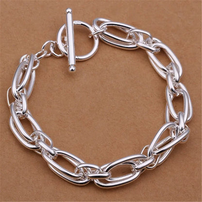 Lustrevia 925 Sterling Silver Solid Chain Charm Bracelet