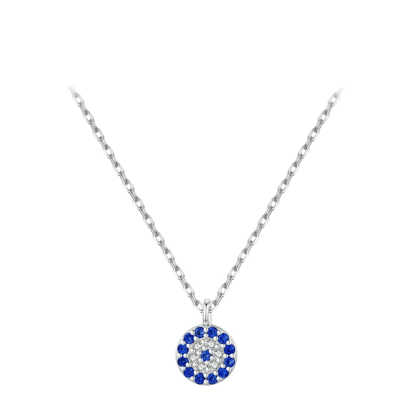 Lustrevia 925 Sterling Silver Blue Eye Zirconia Pendant Necklace