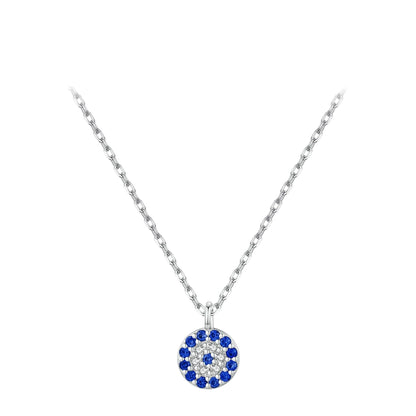 Lustrevia 925 Sterling Silver Blue Eye Zirconia Pendant Necklace