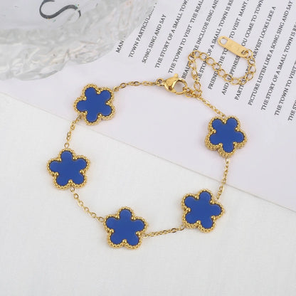 Lustrevia Shell Five-Leaf Clover Stainless Steel Bracelet