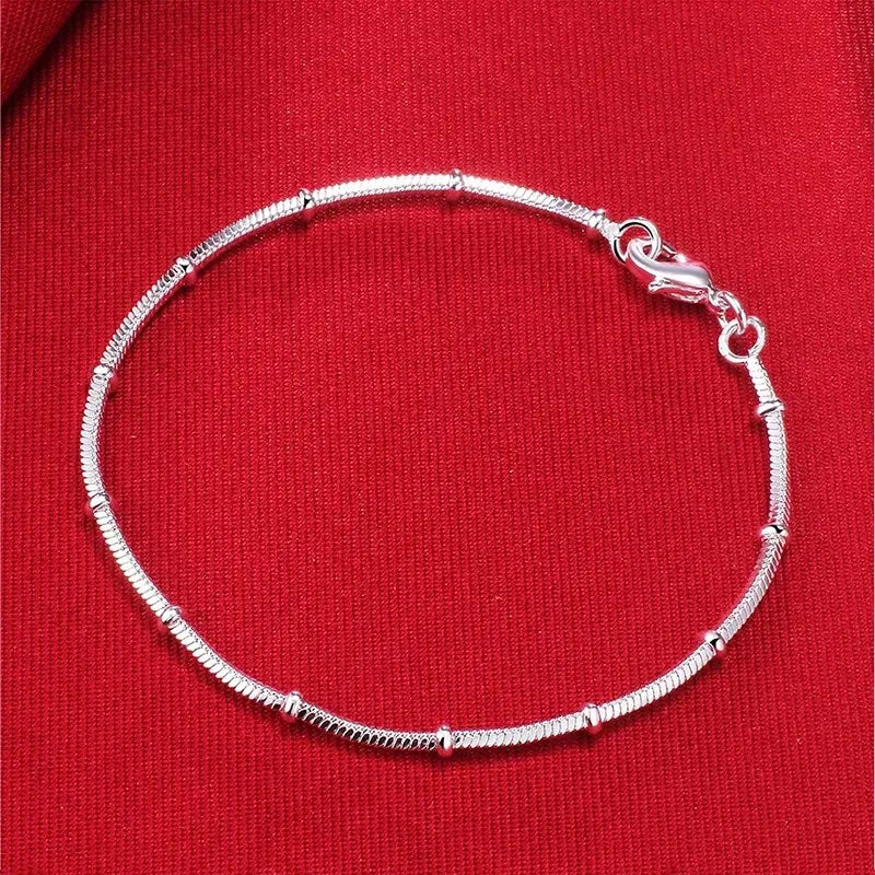 Lustrevia 925 Sterling Silver Solid Chain Charm Bracelet