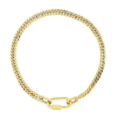 Lustrevia 18K Gold Plated Stainless Steel Two Tone Chunky Charm Necklace