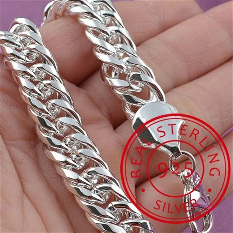 Lustrevia 925 Sterling Silver Solid Chain Charm Bracelet