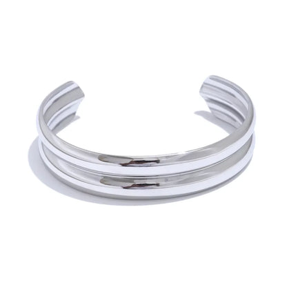 Lustrevia 18K Gold PVD Stainless Steel Layered Cuff Bracelet