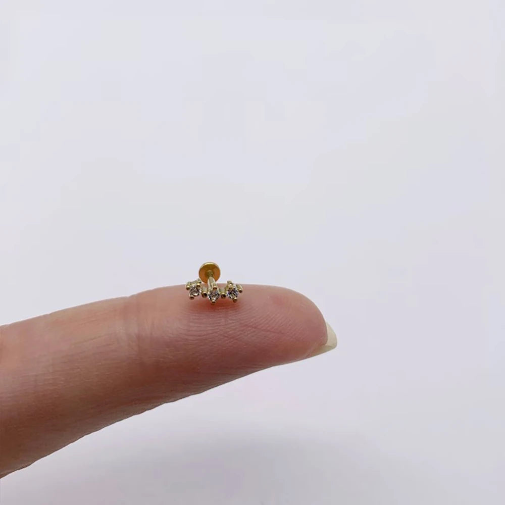 Lustrevia 925 Sterling Silver CZ Screw-Back Stud Earrings