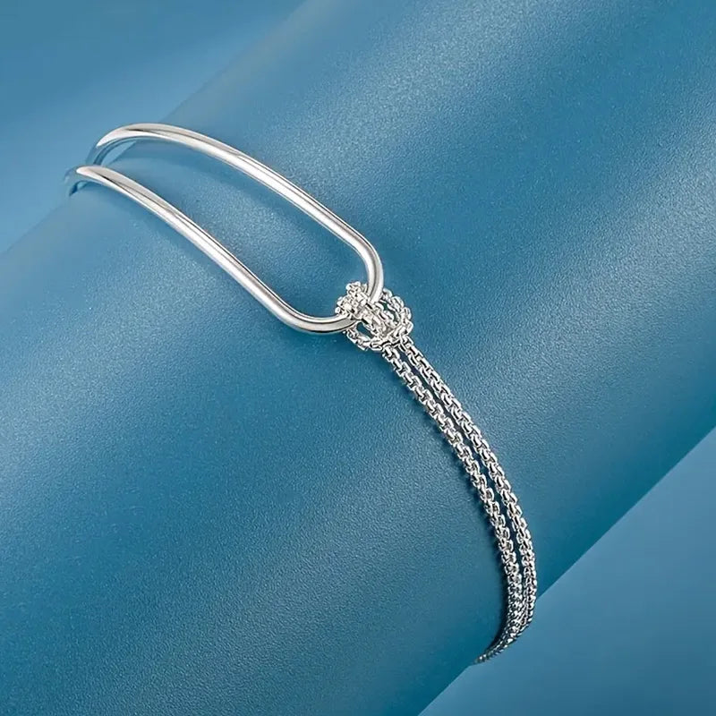 Lustrevia 925 Sterling Silver Minimalist Geometric Collage Bracelet