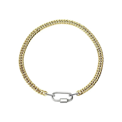 Lustrevia 18K Gold Plated Stainless Steel Two Tone Chunky Charm Necklace
