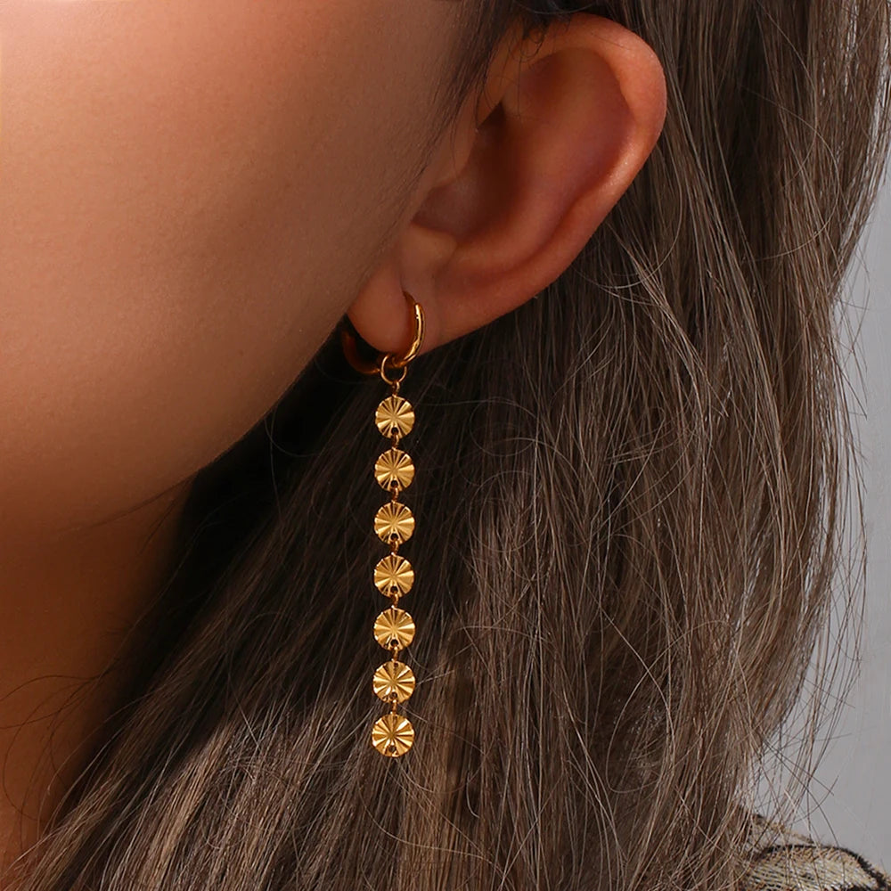 Lustrevia 18K Gold Plated Snowflake Tassel Hoop Earrings