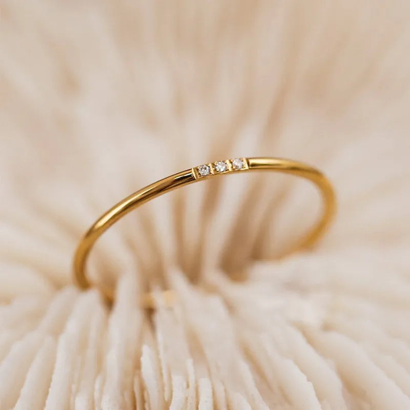 Lustrevia 18K Gold Plated Ultra Slim CZ Stackable Ring