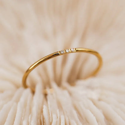 Lustrevia 18K Gold Plated Ultra Slim CZ Stackable Ring