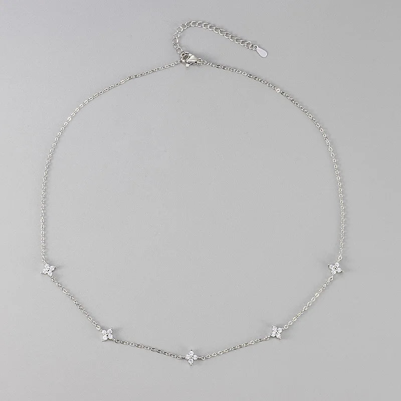 Lustrevia 18K Gold Plated Four-Leaf Clover Collar Necklace