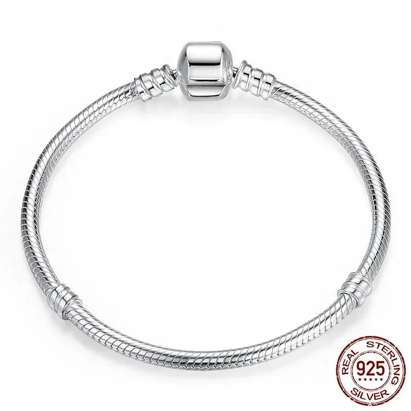 Lustrevia 925 Sterling Silver 3mm Snake Chain Bangle