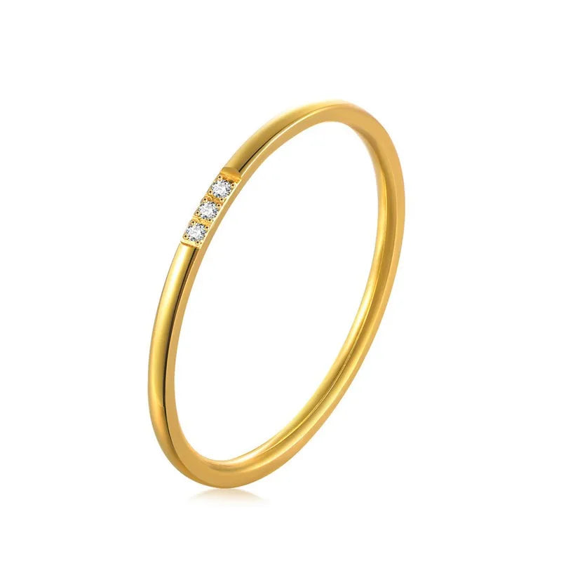 Lustrevia 18K Gold Plated Ultra Slim CZ Stackable Ring