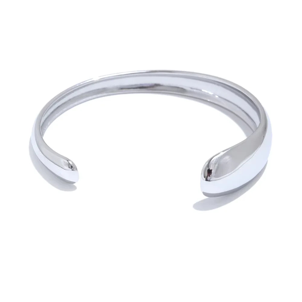 Lustrevia 18K Gold PVD Stainless Steel Layered Cuff Bracelet