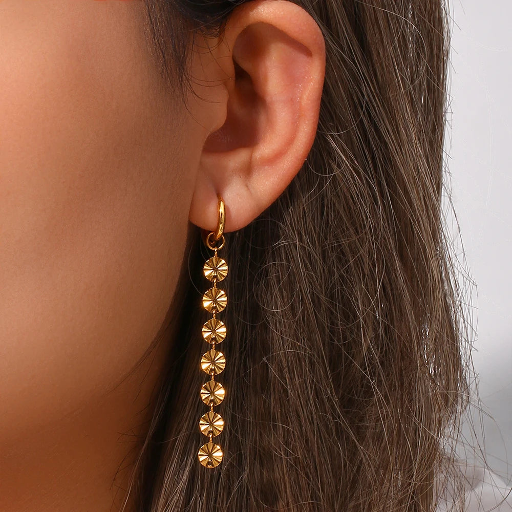 Lustrevia 18K Gold Plated Snowflake Tassel Hoop Earrings