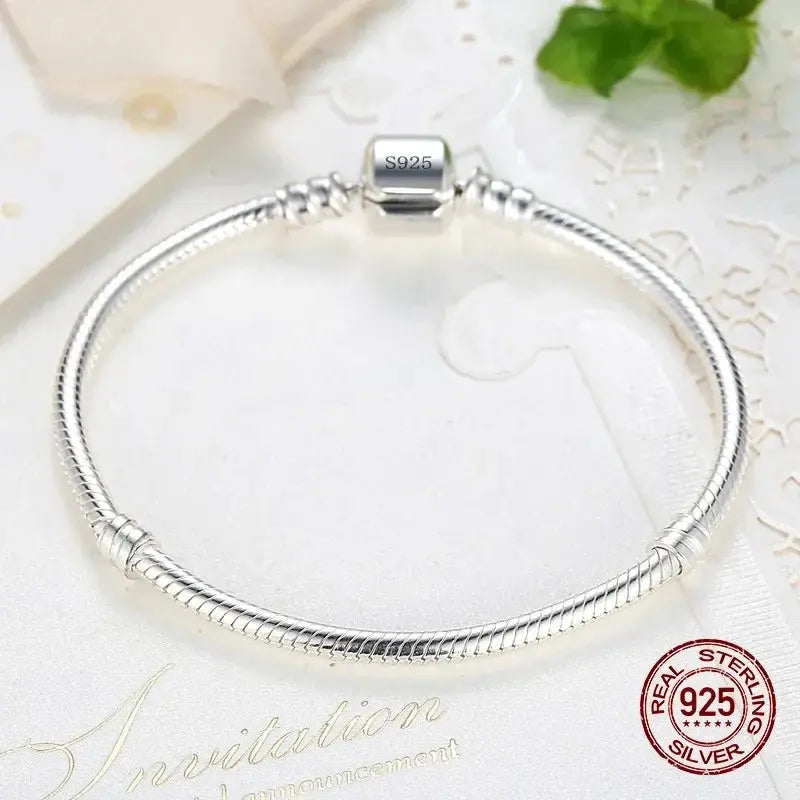 Lustrevia 925 Sterling Silver 3mm Snake Chain Bangle