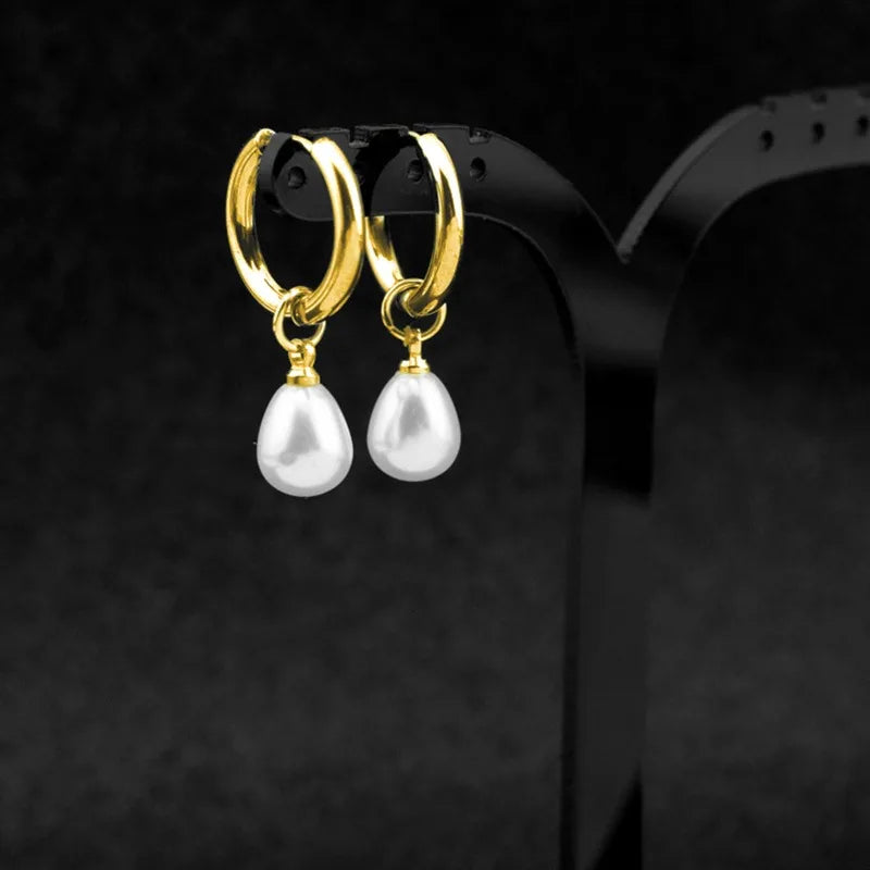 Lustrevia 18K Gold Plated Simulated Pearl Drop Earrings