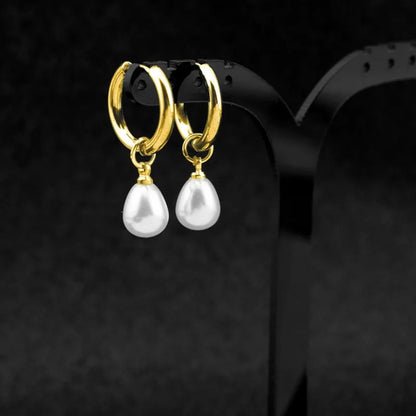 Lustrevia 18K Gold Plated Simulated Pearl Drop Earrings