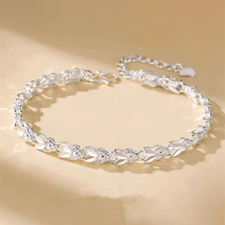 Lustrevia 925 Sterling Silver Solid Chain Charm Bracelet