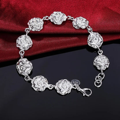 Lustrevia 925 Sterling Silver Solid Chain Charm Bracelet