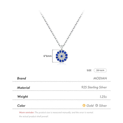 Lustrevia 925 Sterling Silver Blue Eye Zirconia Pendant Necklace