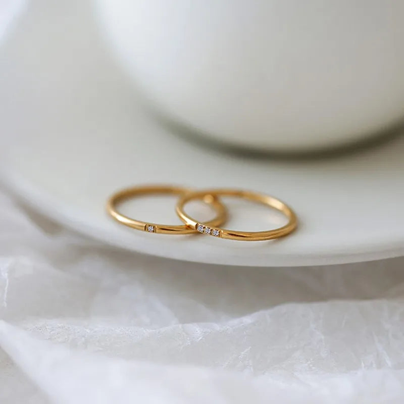 Lustrevia 18K Gold Plated Ultra Slim CZ Stackable Ring