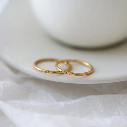 Lustrevia 18K Gold Plated Ultra Slim CZ Stackable Ring
