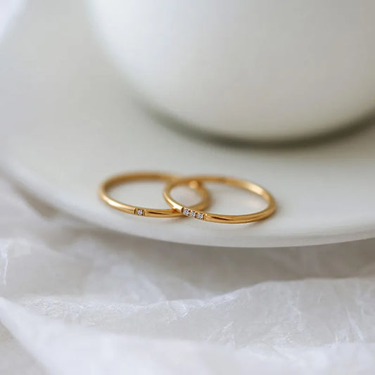 Lustrevia 18K Gold Plated Ultra Slim CZ Stackable Ring
