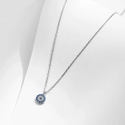 Lustrevia 925 Sterling Silver Blue Eye Zirconia Pendant Necklace